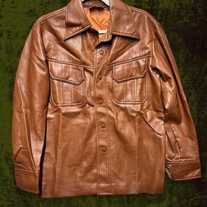 True Vintage 70s Claybrooke Camel Vinyl Western Jacket - Modern Small/Medium